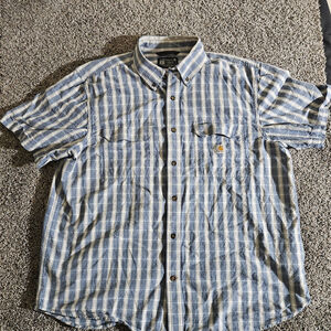 CARHARTT Men’s Button-Up Short-Sleeve Plaid Shirt XLarge Loose Fit 104625-H14